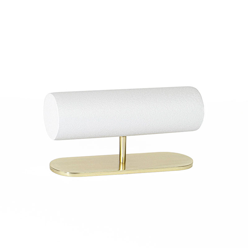 Roller display for bracelet in white metal with granite look and gold-coloured metal base L 17cm