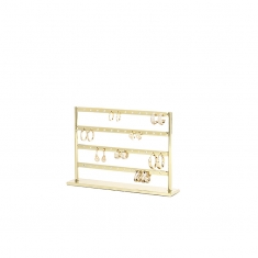 Shiny gold-coloured metal display for 24 pairs of earrings, 11 cm tall