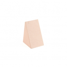 Triangular display for 1 pair of earrings in powder pink synthetic suede, H 5cm