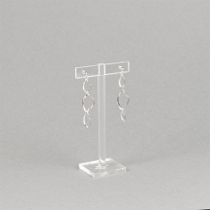 Clear plexi T-shaped display for 1 pair of earrings 8 cm tall
