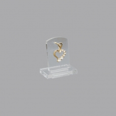 Transparent plexiglass portable display for pendant - Gold-coloured curved hook