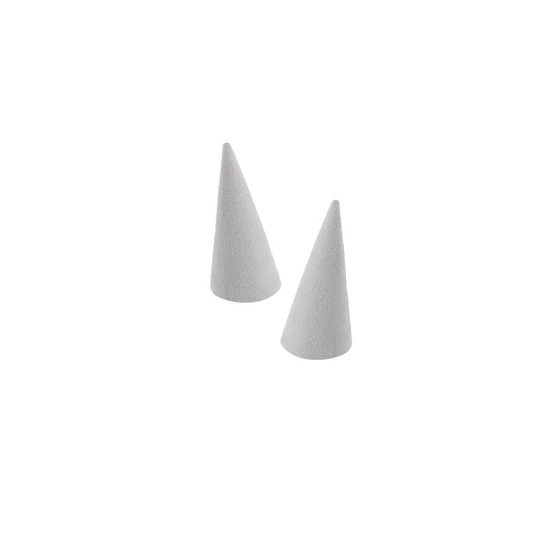 Set of 2 light grey suedette ring cones