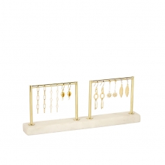 Gold-coloured metal and marble display with 2 arches for 6 pairs of earrings H 9cm