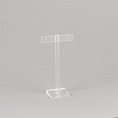 Clear plexi T-shaped display for 1 pair of earrings 8 cm tall