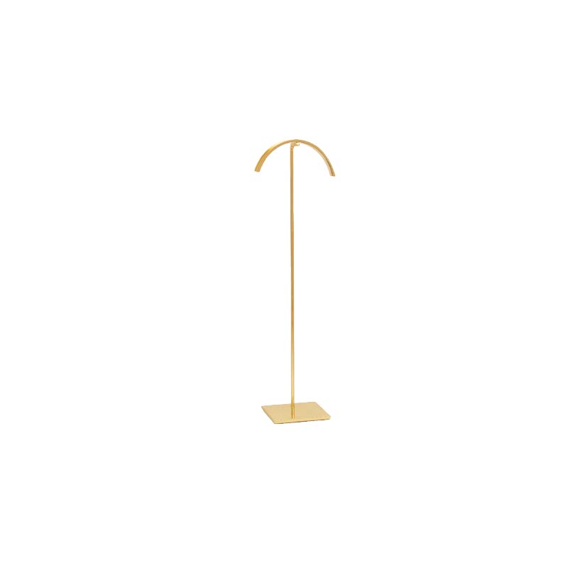 Necklace display stand in gold-coloured metal with curved top