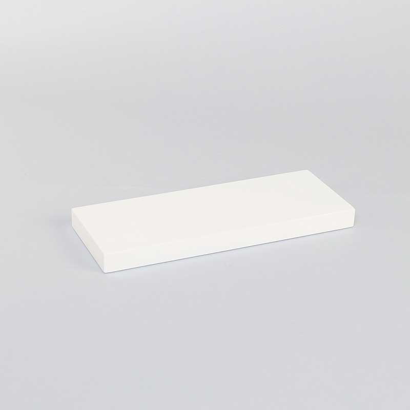 Wooden (MDF) presentation stand, painted matt white 20 x 7.5 x H 1.5cm