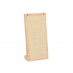 Beech wood and natural linen necklace display stand 25 x 12 cm - 2 notches