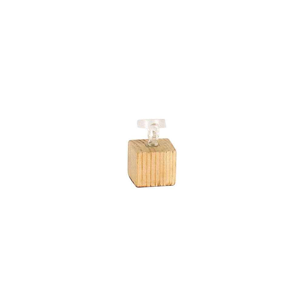 Pine square base with articulated ring holder, 2.5cm tall