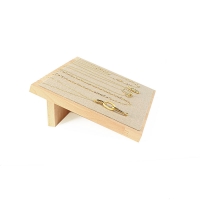 Beech wood and natural linen low necklace display stand, 30 x 18 cm - 18 slots