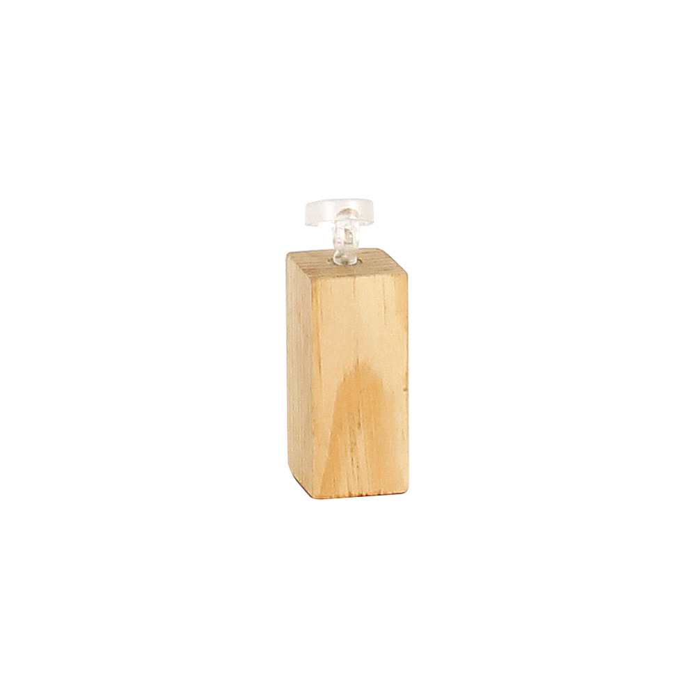 Pine square base with articulated ring holder, 2.5cm tall