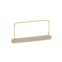 Matt finish gold-coloured metal display rack for 7 pairs of earrings, concrete base, 10.5 cm tall