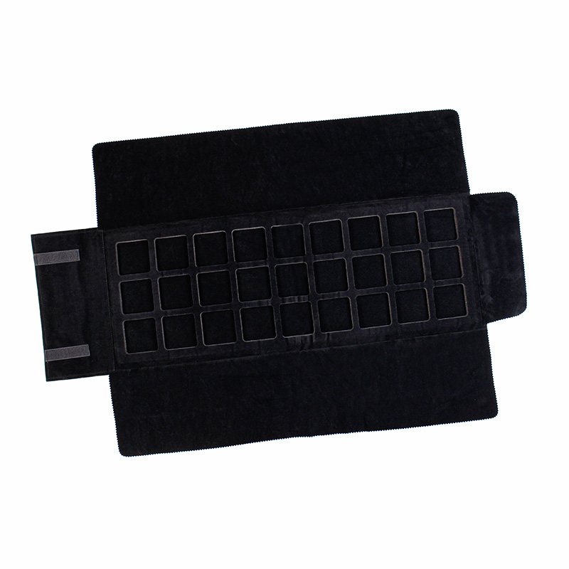 Black cotton and synthetic suede bag - 27 cut-out foam sections