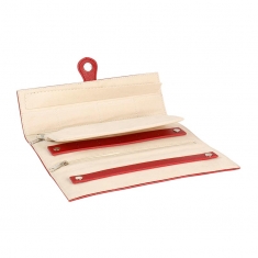 Bordeaux coloured jewellery travel case with press stud fastener