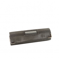 Jewellery roll for rings in dark grey synthetic fabric, carbon fibre finish - 16 snap-on ring rolls