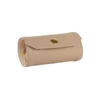 Taupe jewellery travel roll in man-made leatherette