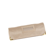 Ring/earring/necklace/bracelet jewellery roll/case in beige synthetic fabric, carbon fibre finish