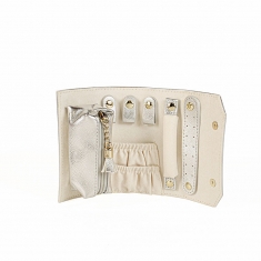 Silver-coloured embossed, leatherette jewellery travel roll