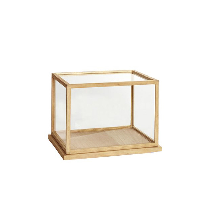 Coffret-vitrine bois naturel et verre plexi 38 x 33 x H 27cm