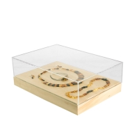 Solid pine display case with plexi lid - 34 x 23 x H 3.5 + lid 8cm