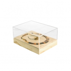 Solid pine display case with plexi lid - 23 x 17 x H 3.5 + lid 8cm
