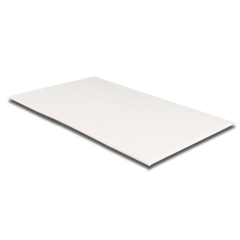 White man-made, smooth finish panel for display case, foam centre, 35.4 x 19.5 x H 0.7cm