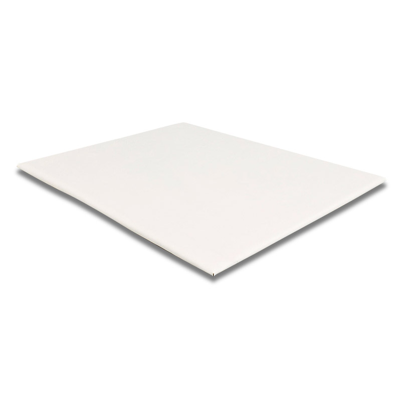 White man-made, smooth finish panel for display case, foam centre, 53.5 x 44.5 x H 0.7cm