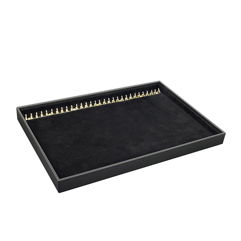 Display tray in smooth black synthetic suede - 30 chains/bracelets