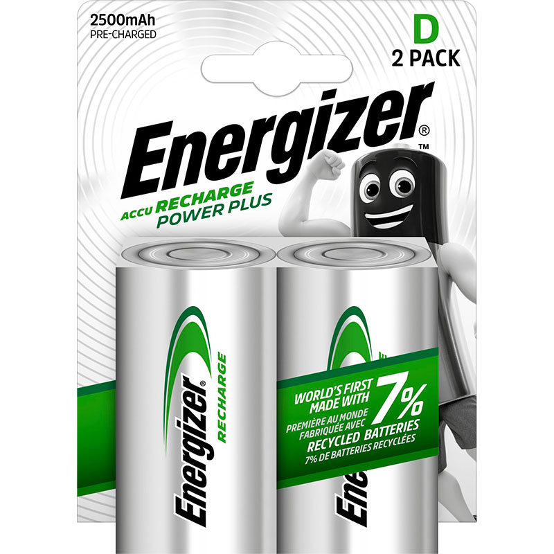 Pack of 2 Energizer HR20 rechargeable batteries