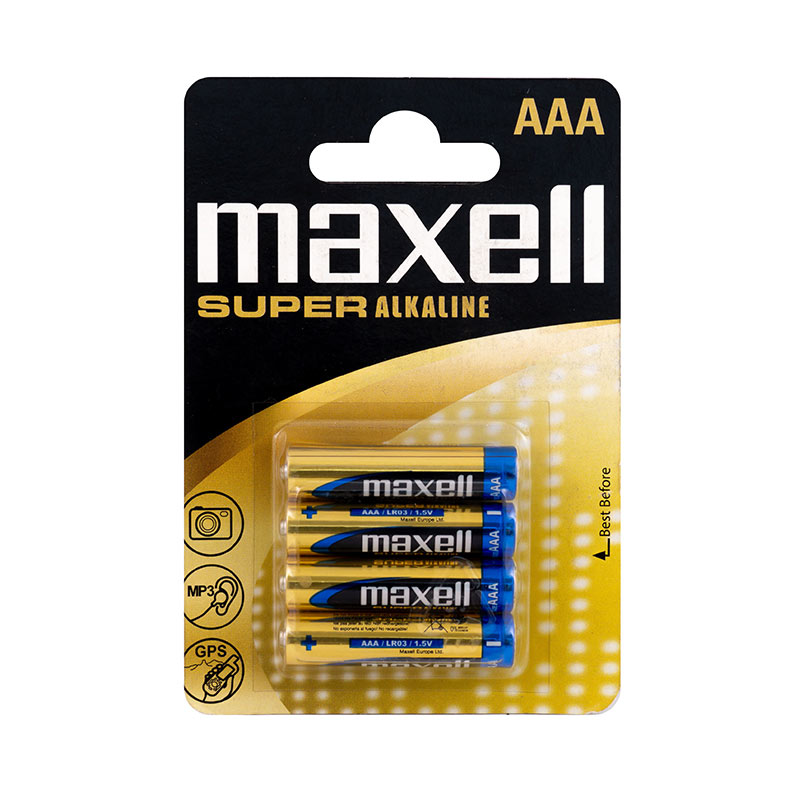 Maxell LR03 Super Alkaline batteries - blister pack of 4