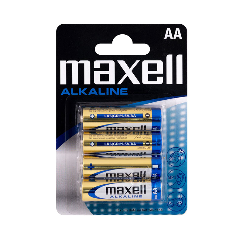 Maxell LR06 alkaline batteries - blister pack of 4