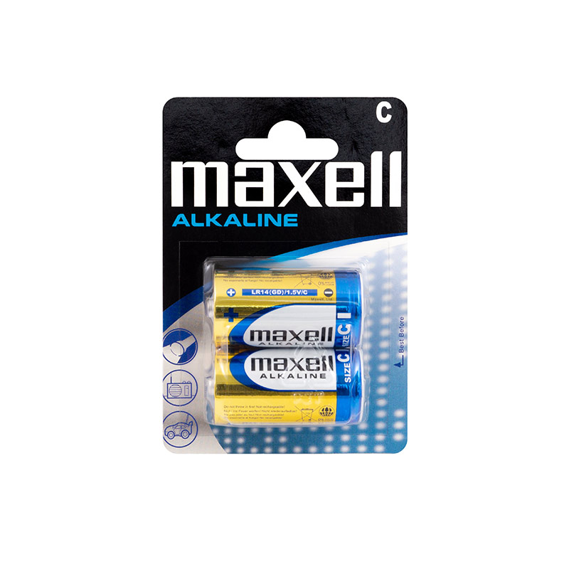 Maxell LR14 alkaline batteries - blister pack of 2