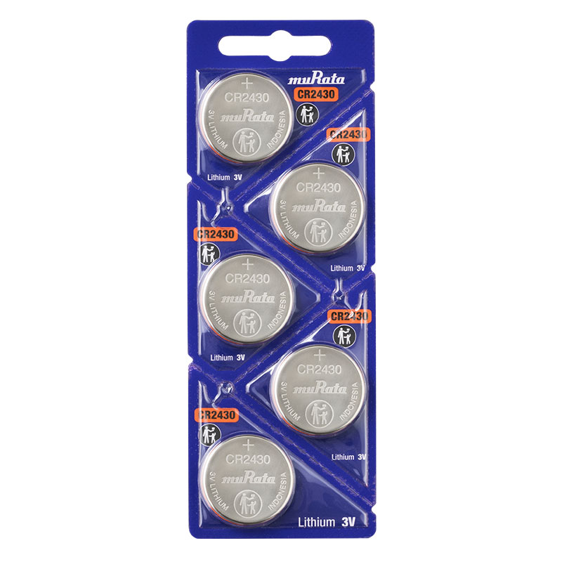 Murata lithium CR2430 button cell battery - sold in packs of 5