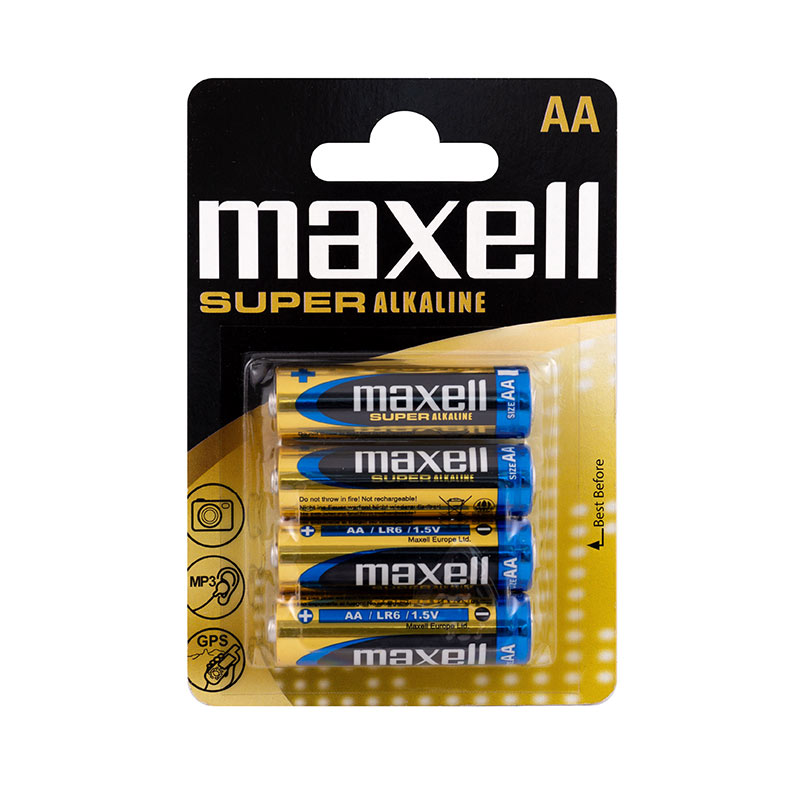 Pack of 4 Maxell LR06 (AA) Super Alkaline batteries -