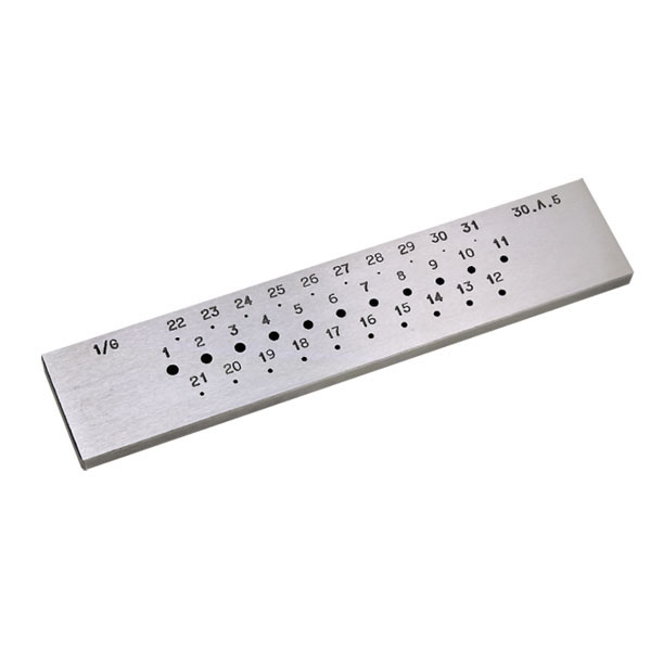 Steel drawplate with 31 round holes 0.5 to 3mm