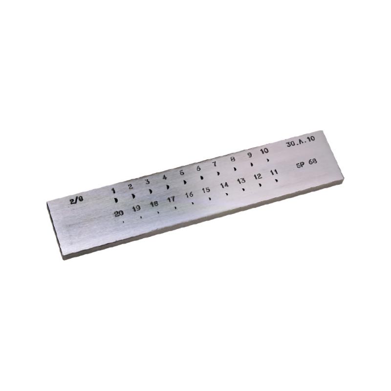 Steel drawplate with 20 semi-circular holes 50% 1 to 3mm