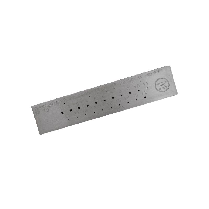 Steel drawplate with 20 square holes 0.35 to 2mm
