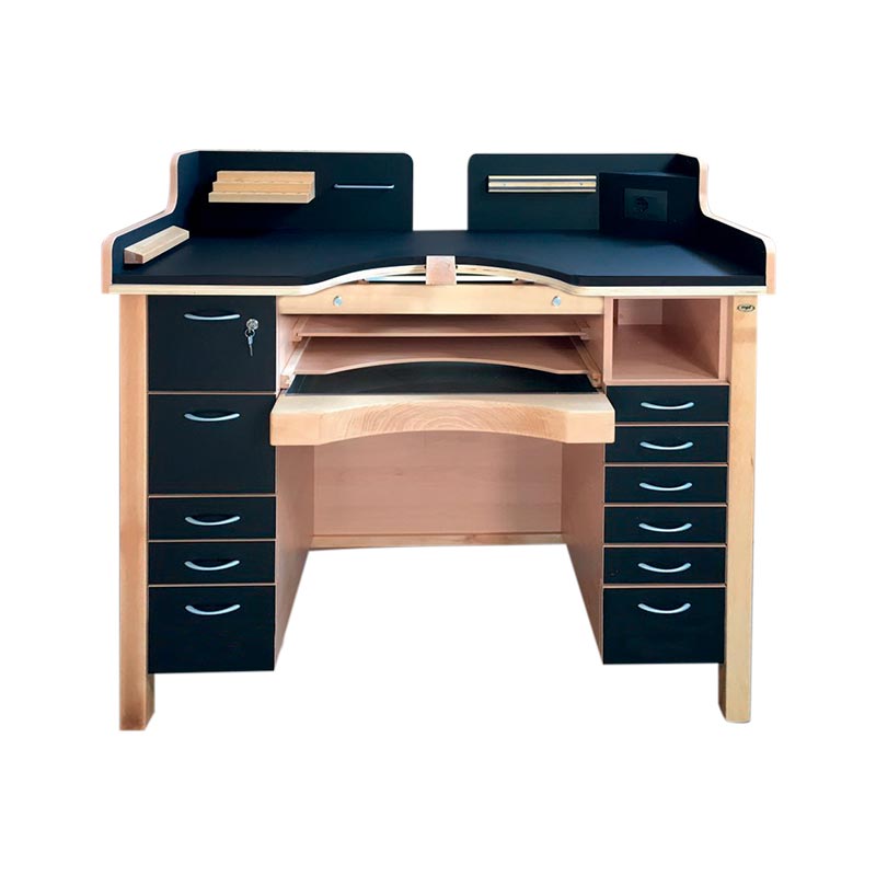 Individual \\\'Katia\\\' solid beech workbench complete with 11 drawers