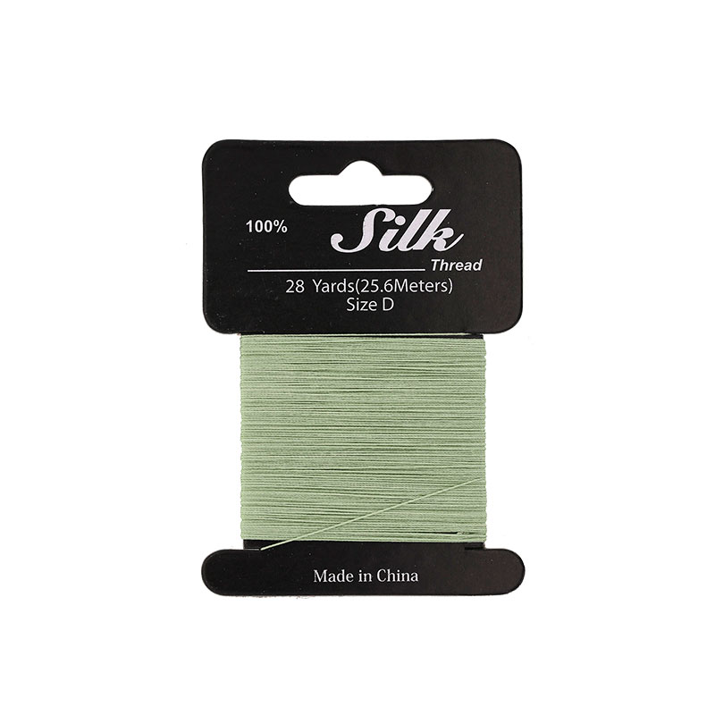 Green silk beading thread, 0.3mm diametre (size D) 25m