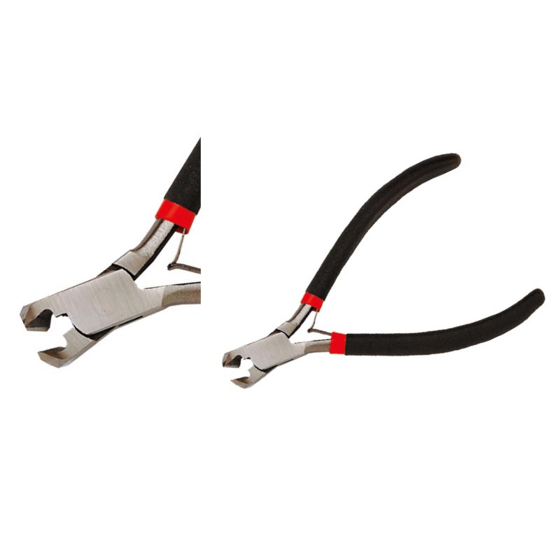 Oblique end short cutting nippers