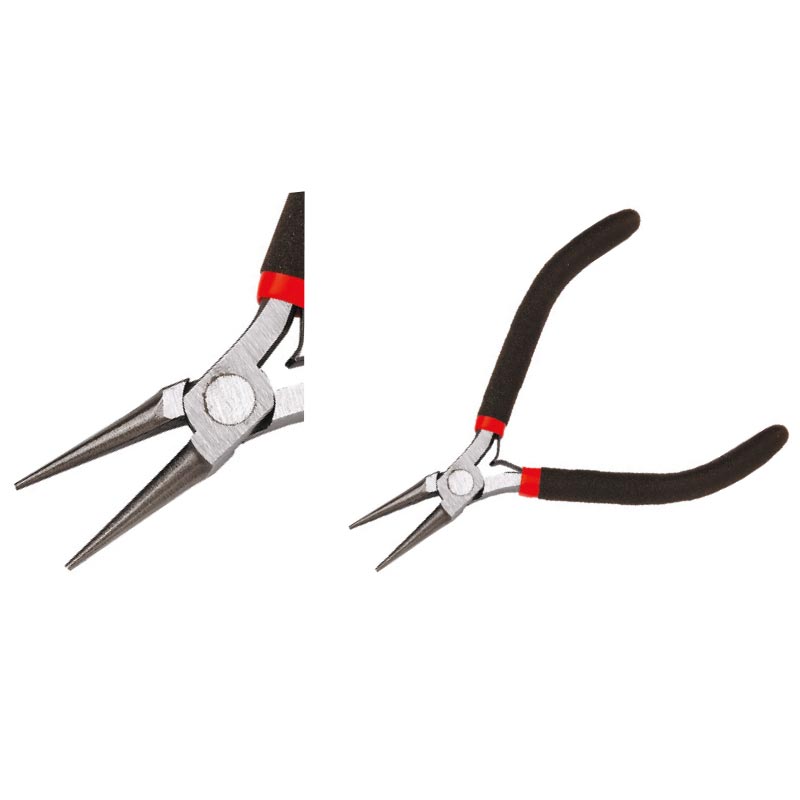 Round-nose pliers with comfortable coated handles