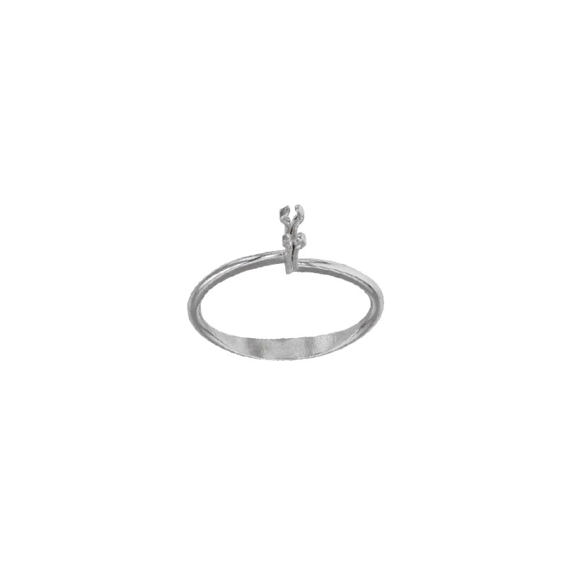Silver ring for presenting precious stones