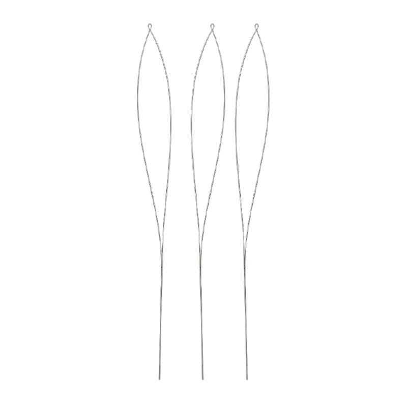 Three flexible bead-threading needles 6cm