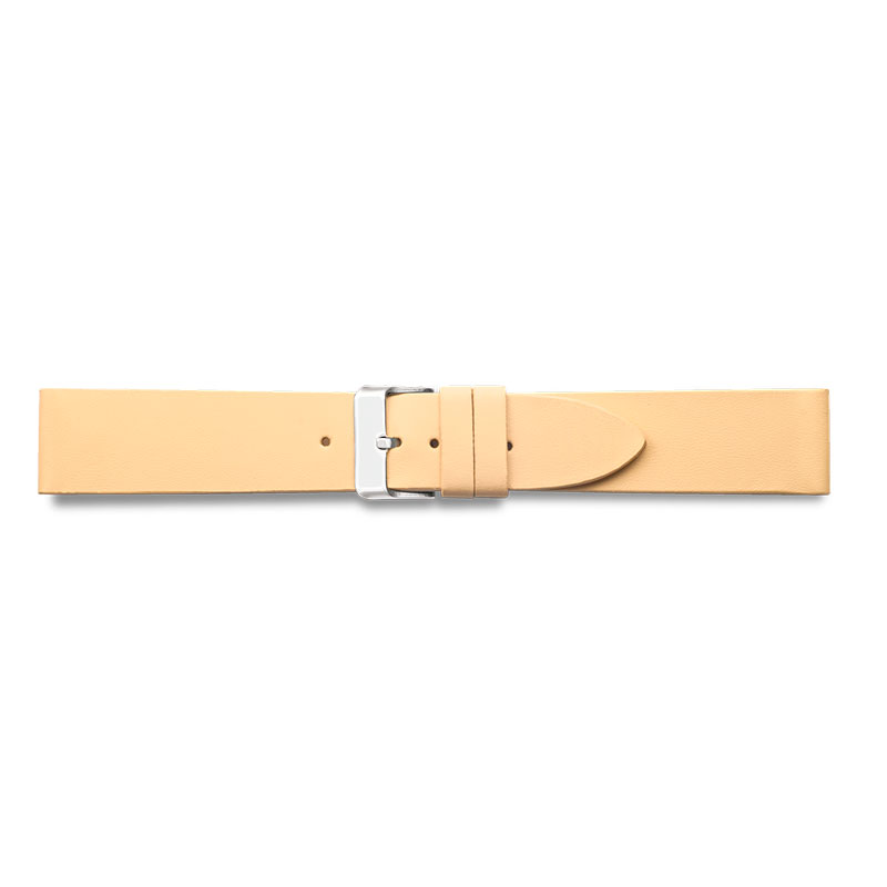 Beige seamless cut, flat corrected grain pigmented cowhide leather watch strap