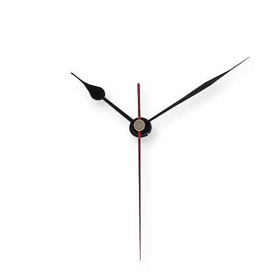 Pear shaped clock hands with red second hand
