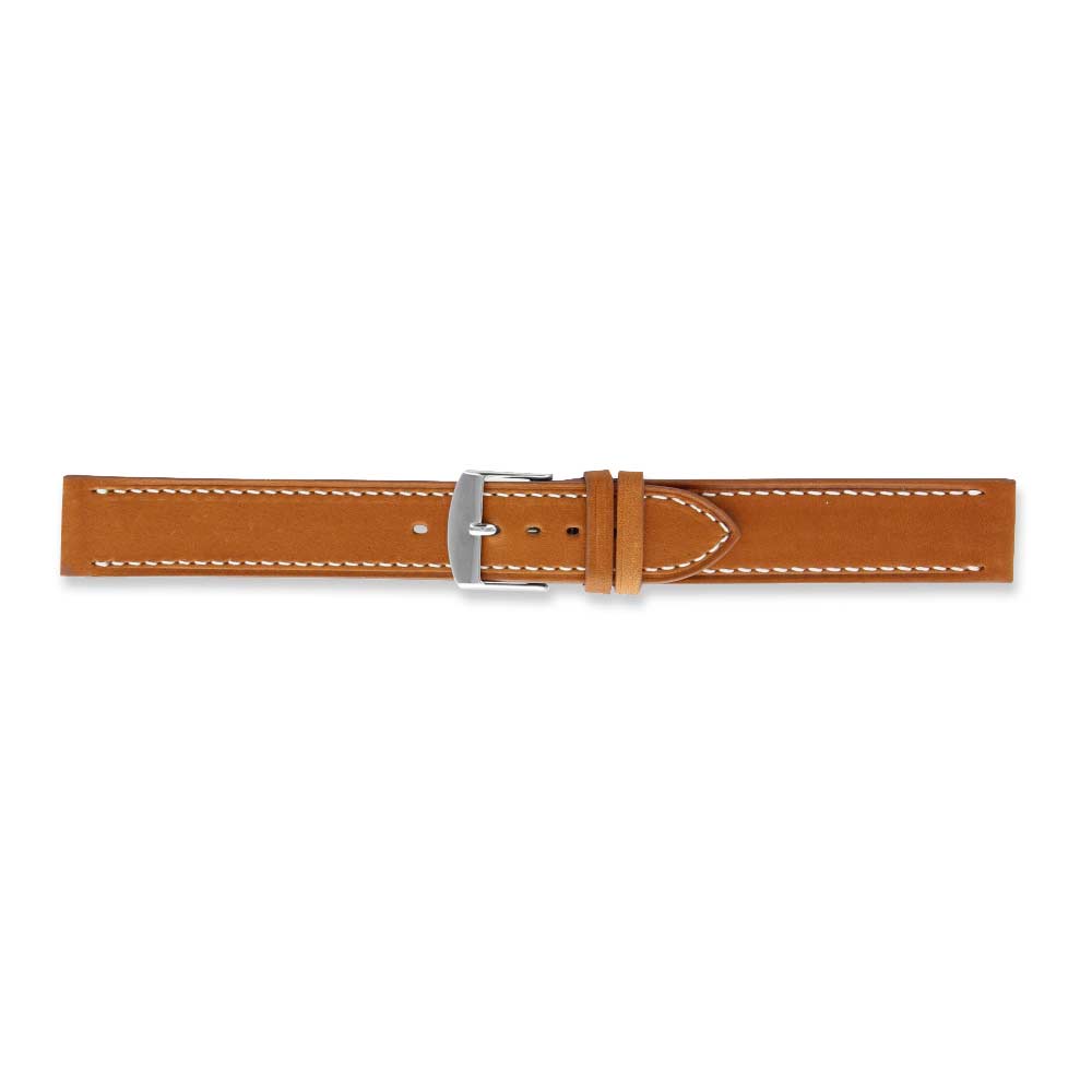 Bracelets montres cuir de vachette qualité supérieure, couture contrastée blanche, couleur cognac