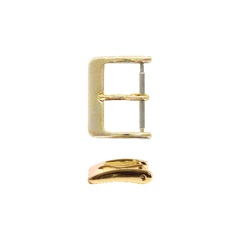 Gold-coloured aluminium watch buckle for synthetic cowhide watch straps - pack of 2
