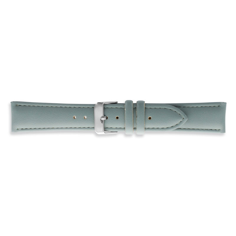 Grey polyurethane watch strap, smooth finish with stitched seams