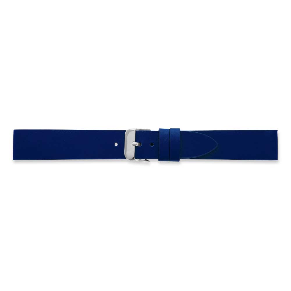Seamless cut, flat navy corrected grain pigmented cowhide leather watch strap