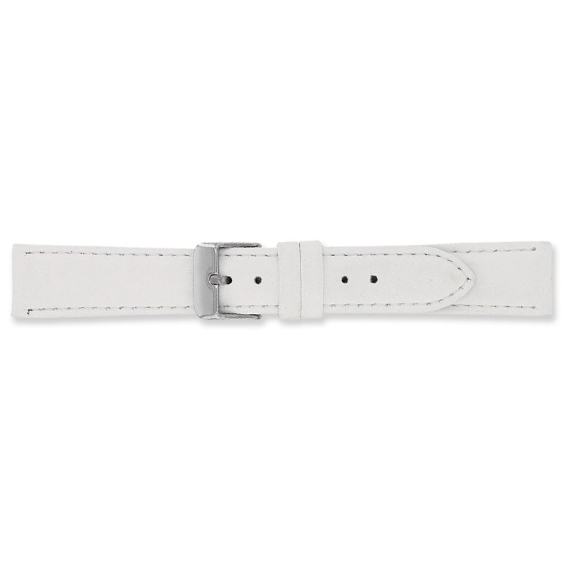 White split leather watch strap and lining, velvet finish with steel buckle