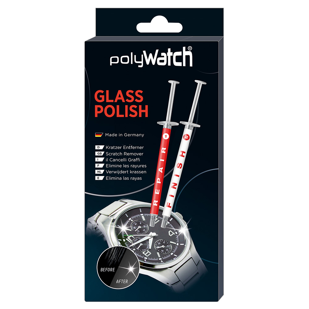 Polywatch scratch removal kit for watch glasses